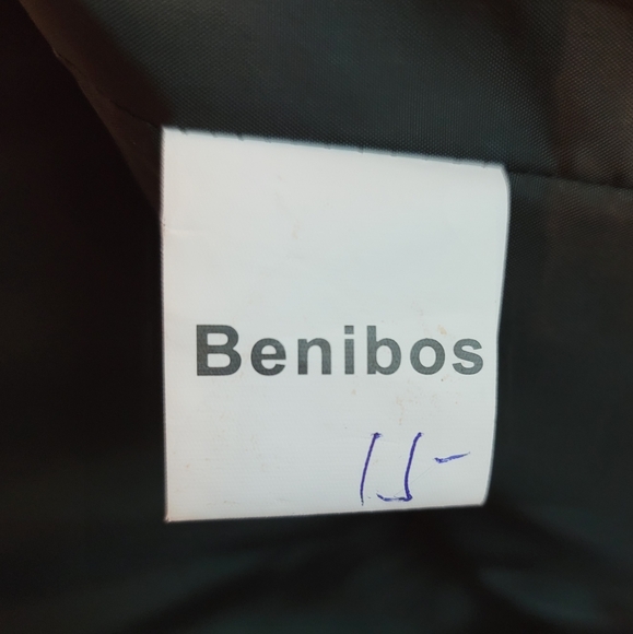 Benibos poly & wool blend black trench coat men's size Large - Picture 7 of 8